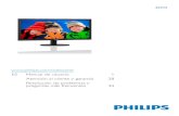 223V5 - Philips · amoniaco para limpiar el monitor. • A fin de evitar riesgos de descarga eléctrica o daños irreparables en el monitor, no lo exponga al polvo, la lluvia, el