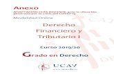 Derecho Financiero y Tributario I - UCAVILA Derecho Financiero y Tributario I Curso 2019/20 G rado en