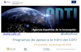 Programas de apoyo a la I+D+i del CDTI · Programas de apoyo a la I+D+i del CDTI En Canarias, 18 de mayo de 2018 Agencia Española de la Innovación @cdtioficial . FONDO EUROPEO DE