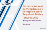 Título de la presentación - INEGI · • Medir la victimización del hogar y la victimización personal durante 2018. • Estimar el número de víctimas durante 2018. • Estimar