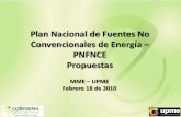Plan Nacional de Fuentes No Convencionales de Energía ... · Penetración de las FNCE en Colombia 6 ENERGIA ELÉCTRICA Cantidad Unidad Observación Solar fotovoltaica 4.50 MW Sistemas