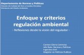 Enfoque y criterios regulación ambiental · regulación ambiental - Reflexiones desde la visión del regulador - Carmen Gloria Contreras Jefa Dpto. Normas y Políticas Ingeniero