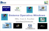 Sistema Operativo Windows - ivanescobar.com · Arquitectura de Windows NT: Object Manager Crear, modificar y eliminar objetos usados por todos los sistemas que conforman el “execuive”