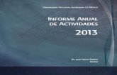 Informe Anual de Actividades 2013 - UNAM · Informe Anual de Actividades 2013 ... (PNUD) ha concluido que, a nivel global, 8 por ciento de la población mundial concentra la mitad