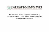 Manual de Organización y Funciones del DIF Municipal ... … · Manual de Organización y funciones DIF Municipal Chignahuapan Clave: PM/CHIG/MOF/03/2015/01 Fecha de Elaboración: