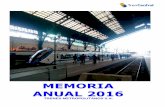 MEMORIA ANUAL 2016 - Tren Central · 2019-04-30 · 2013 a 4 servicios diarios en diciembre de 2016, esto significó una disminución del volumen de pasajeros en un 53,5% en el periodo