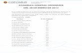 ASAMBLEA GENERAL ORDINARIA DEL 28 DE ENERO DE 2017 · DEL 28 DE ENERO DE 2017 . En la ciudad de Murcia y en la sede del Colegio Oficial de Podólogos de Murcia, se celebró la Asamblea
