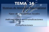 TEMA 14 · 2020-01-21 · TEMA 14 . ANESTESIA REGIONAL Busca anestesiar- analgesiar una determinada zona del cuerpo Para ello, se inyecta una solución de anestésico local cerca