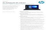 PC Notebook HP 240 G7 - DMI...Audio Altavoces dobles Tecnologías inalámbricas Combo Realtek 802.11ac (2x2) Wi-Fi® y Bluetooth® 4.2; Combo Realtek 802.11b/g/n (1x1) y Bluetooth®