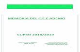 MEMORIA DEL C.E.E ADEMOademo.org/wp-content/uploads/2020/05/MEMORIA-2018-2019.pdf · 1 MEMORIA DEL C.E.E ADEMO CURSO 2018/2019 Código de centro: 28049602 C/Hacienda de Pavones, 328