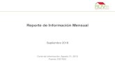 Reporte de Información Mensual - cmic.org.mx · Reporte de Información Mensual Septiembre 2018 Corte de información: Agosto 31, 2018 Fuente: DW RUV. 2 Evolución ... Corte de información: