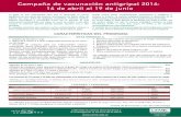Campaña de vacunación antigripal 2014: 14 de abril al 19 de junio … Inicio/antigripal... · 2014-03-31 · Centros de Atención Dirección Horario Días Población Afiliados de