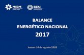 BALANCE ENERGÉTICO NACIONAL · BALANCE ENERGÉTICO NACIONAL 2017 Jueves 16 de agosto 2018. Con el BEN 2017 se completan 53 años de serie histórica para el período 1965-2017, de