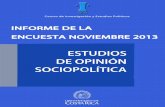 INFORME DE LA ENCUESTA NOVIEMBRE · Fuente: Centro de Investigación y Estudios Políticos, Universidad de Costa Rica. Encuestas de opinión abril 2013, agosto 2013 y noviembre 2013.