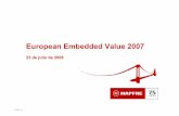 European Embedded Value 2007 - Mapfre · 2020-03-31 · 8 Nº 2008 - 11 1.574,2 1.939,3 255,8 (55,5) 11,7 93,3 102,5 (20,6) (19,5) (2,8) 112,0 EEV 2006 Cambios en modelo Cambios en