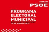 PROGRAMA ELECTORAL MUNICIPAL - WordPress.com · Programa'Electoral'Municipal' Socialistas'de'Coslada' 5 Para'los'socialistas'y'las'socialistas'de'Coslada'la'lucha'contra'la'corrupción,'y'