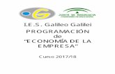I.E.S. Galileo Galilei PROGRAMACIÓN de “ECONOMÍA DE LA ...iesgalileocordoba.es/wp-content/uploads/2015/10/ece.pdf · La función productiva de las empresas. Ud6. Productividad,