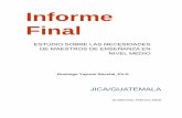 Informe Final - INICIO · Informe Final ESTUDIO SOBRE LAS NECESIDADES DE MAESTROS DE ENSEÑANZA EN NIVEL MEDIO Domingo Yojcom Rocché, Ph.D. JICA/GUATEMALA Guatemala, Febrero 2016