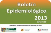 Semana 33 - TamaulipasSemana 33 Inteligencia Epidemiológica para la Seguridad en Salud Indice 2 Morbi-Morta. Cólera 3 Morbi. Enf. Diarreicas 5 Canal Endemico de Eda s 6 CAsos por