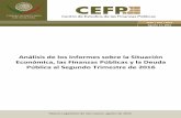 CEFP / 019 / 2016 Agosto 11, 2016 · 2016-08-12 · Palacio Legislativo de San Lázaro, agosto de 2016 Análisis de los Informes sobre la Situación Económica, las Finanzas Públicas