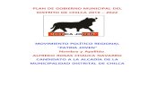 MOVIMIENTO REGIONAL PATRIA JOVEN PLAN DE GOBIERNO … · 2018-06-19 · PRESENTACIÓN El presente Plan de Gobierno Municipal 2019 – 2022, para el Distrito de Chilca, es la sistematización