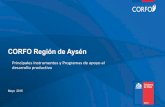 CORFO Región de Aysén - MMA€¦ · CORFO Región de Aysén Principales Instrumentos y Programas de apoyo al desarrollo productivo Mayo 2015 . Presentación: 1. Rol de la Corfo