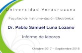 Dr. Pablo Samuel Luna Lozano - Universidad Veracruzana · Dr. Pablo Samuel Luna Lozano Informe de labores Octubre 2017 –Septiembre 2018. Universidad Veracruzana ... Ag/17 34 0 0