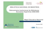 BIBLIOTECA NACIONAL DE MAESTROS Relevamiento …€¦ · BIBLIOTECA NACIONAL DE MAESTROS Relevamiento Institucional de Bibliotecas Escolares Argentinas 2008/2009 Mapa Educativo Nacional