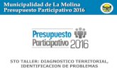 Presentación de PowerPoint...5TO TALLER: DIAGNOSTICO TERRITORIAL, IDENTIFICACION DE PROBLEMAS Municipalidad de La Molina Presupuesto Participativo 2016 MUNICIPALIDAD DE LA MOLINA