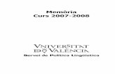 Memòria Curs 2007-2008spluv.es/images/stories/PDFS/memoria_2007-2008.pdf · Memòria del Servei de Política Lingüística, curs 2007-2008, pàg. 2 Índex 1 Àrea de Formació 1.1
