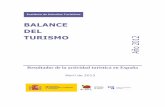 BALANCE DEL TURISMO 2 1 20 Año · Resultados de la actividad turística en España Abril de 2013 Instituto de Estudios Turísticos BALANCE DEL TURISMO Año 20 1 2