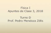 Física I Apuntes de Clase 3, 2018 Turno D Prof. Pedro ...pmendoza/2018_FisicaI/2018_Fisica1_Clase03.pdfModelo de partícula • Iniciaremos nuestra descripción admitiendo que es