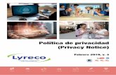 Política de privacidad (Privacy Notice)marcom.intranet-lyrecoiberia.com/webshop/RPDP-POLITICA_DE_PRI… · De conformidad con el Reglamento (EU) 2016/679 del Parlamento Europeo y