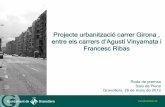 Projecte urbanització carrer Girona...Trams de voreres sense pas lliure mínim perquè siguin accessibles. Paviments degradats que presenten ressalts, sots i pendents no accessibles.