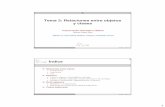 Tema 3: Relaciones entre objetos y clasesPOO-2006-2007]Tema3.pdf · 2007-03-08 · Colaboración entre dos objetos ≡cuando un objeto lanza mensajes a otro objeto Relación entre