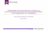 TÉRMINOS DE REFERENCIA PARA LA EVALUACIÓN ESPECIFICA DE DESEMPEÑO CON ENFOQUE DE ... · 2018-05-17 · Términos de Referencia para la Evaluación Especifica de Desempeño con