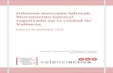 Informe mercado laboral: Movimiento laboral registrado en ...valenciactiva.valencia.es/sites/default/files/... · Diciembre de 2018 registra la menor tasa de paro registrado de los