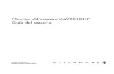 Alienware AW2518HF Guía del usuario · 2019. 4. 11. · • 1 puerto USB 3.0 ascendente (trasero) • 2 puertos USB 3.0 descendentes (traseros) • 2 puertos USB 3.0 descendentes