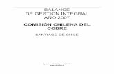 BALANCE DE GESTIÓN INTEGRAL AÑO 2007 - Cochilco de Gestin Institucional/balance... · durante el año 2007, ... Para el año 2008, enfrentamos importantes desafíos, los que se