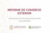 INFORME DE COMERCIO EXTERIOR · 2019. 11. 19. · INFORME DE COMERCIO EXTERIOR Información al 30 de septiembre de 2019 ... 1/ Información generada con cifras oficiales de la AGA-SAT
