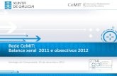 Rede CeMIT: Balance xeral 2011 e obxectivos 2012 · Imaxe e Audio Creación Multimedia e Web 2.0 Microactividades Multimedia e Ferramentas TIC A formación presencial nas Aultas CeMIT
