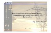 Crecimiento de la Demanda Eléctrica y Potencial para ...€¦ · Año 2009: 4 260 MW Año 2010 : 4 579 MW (∆: 7,5 %) • Líneas en 220 kV -Año 2010 Longitud: 8 238 km. (1): Generadores