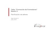 Taller “Formación de Formadores” Sesión 3 · Taller “Formación de Formadores” ... Encuesta, visitas, investigación 2. Reuniones Diseño y Planificación 1. Elaboración