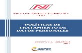 POLÍTICAS DE TRATAMIENTO DE DATOS PERSONALES · polÍticas de tratamiento de datos personales nieto valenzuela y compaÑÍa ltda bogotÁ d.c. - colombia 2017