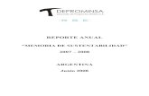 “MEMORIA DE SUSTENTABILIDAD” 2007 – 2008 ARGENTINA … - RSE Reporte An… · Participación y presencia en Foros que se puedan realizar Aportes, contribuciones, cuotas societarias
