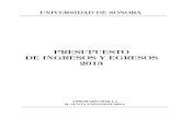 Presupuesto de Ingresos y Egresos 2013 - Universidad de Sonora · 2013. 1. 22. · presupuesto de ingresos y egresos 2013 5 i n d i c e pág. presentaciÓn 9 cuadros 15 anexo i. ejercicio,