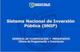 Sistema Nacional de Inversión Pública (SNIP) · 2016. 11. 14. · PROYECTO DE INVERSION PUBLICA (PIP) El PIP debe constituir la solución a un problema vinculado a la finalidad