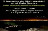 II Jornadas de Biodiversidad en el Bajo Segurablog.paisajesdemar.com/wp-content/uploads/2012/04/bio.pdf · II Jornadas de Biodiversidad en el Bajo Segura Sierra Escalona y Dehesa