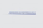 MEMORIA ECONÓMICA 2017 UNIVERSIDAD DE ZARAGOZA · A 31 de diciembre de 2017, el saldo de tesorería es de 7.923.710 euros, frente a los 6.410.065 euros de saldo a 31 de diciembre