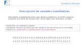 Descripción de variables cuantitativas · Estadística Aplicada Descripción de variables cuantitativas Para datos cuantitativos tanto para datos cualitativos, el primer paso es